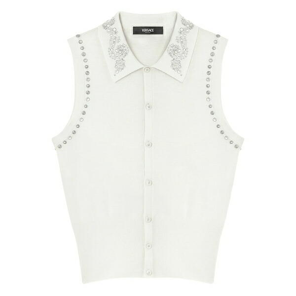 ヴェルサーチ メンズ Tシャツ トップス Embellished vest White｜asty 136,900円