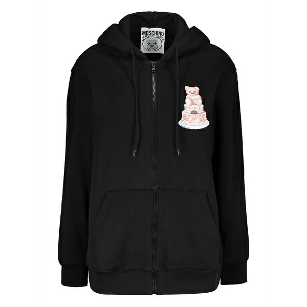 モスキーノ レディース パーカー・スウェットシャツ アウター Cotton hoodie Black｜asty