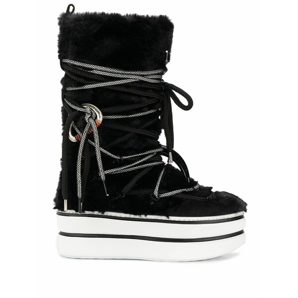 ホーガン レディース ブーツ シューズ Faux fur snow boots Black|asty