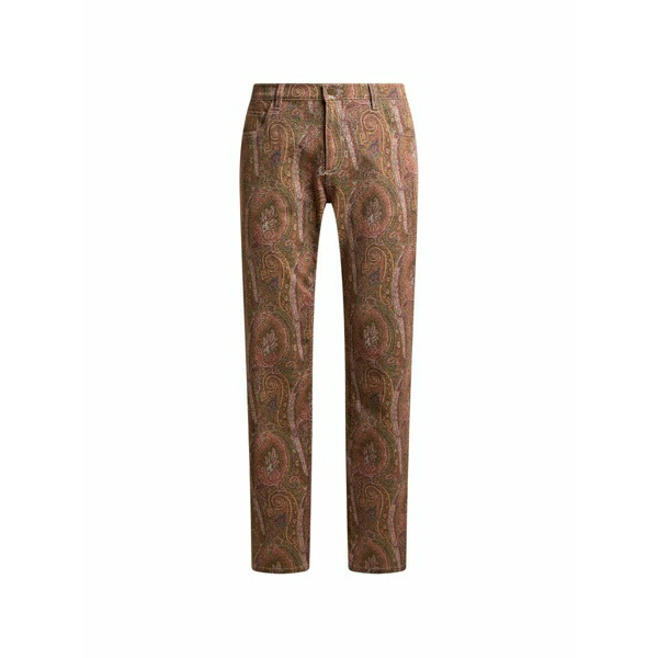 エトロ メンズ デニムパンツ ボトムス Straight-leg cotton denim jeans with arnica motif Brown|asty