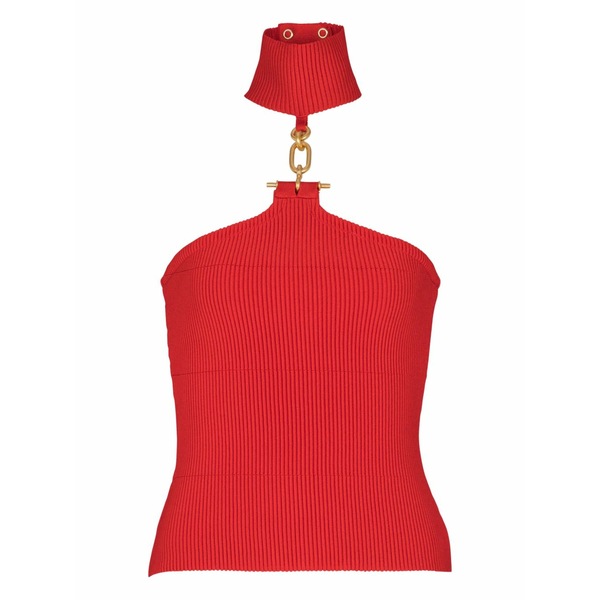 バルマン レディース カットソー トップス Embellished-detail top Red｜asty