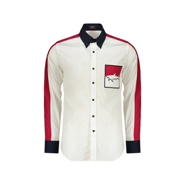 ポールアンドシャーク メンズ シャツ トップス Long-sleeved cotton shirt White|asty
