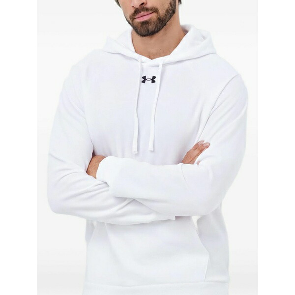 アンダーアーマー メンズ パーカー・スウェットシャツ アウター Logo-embroidered hoodie White｜asty 23,850円