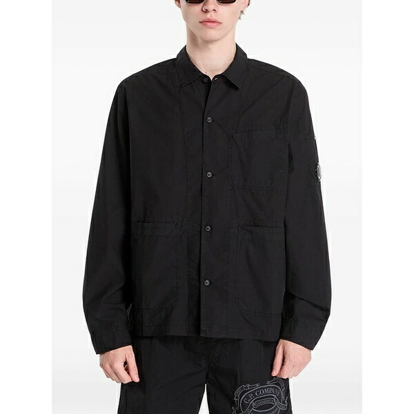 シーピーカンパニー メンズ シャツ トップス Lens-detail overshirt Black|asty