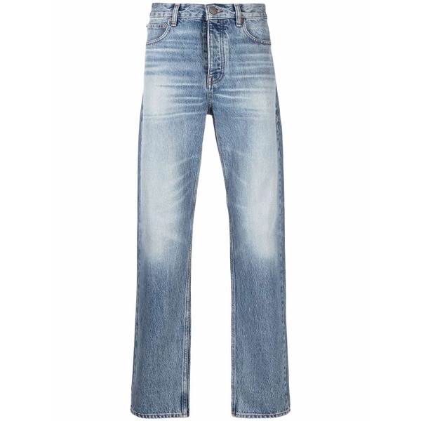 フレーム メンズ デニムパンツ ボトムス Washed straight-leg jeans Blue|asty
