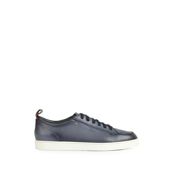 サントーニ メンズ スニーカー シューズ Logo-debossed leather sneakers Blue｜asty