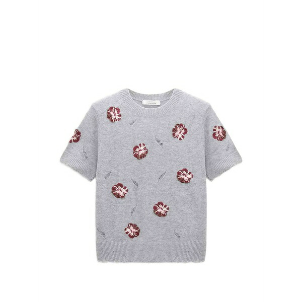ドロシーシューマッハ レディース Tシャツ トップス Blooming statements floral-motif distressed t-shirt Grey|asty