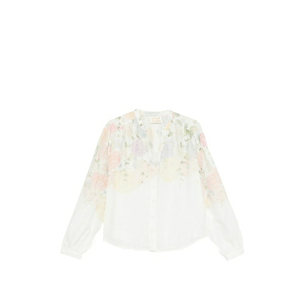 エムシーツーセイントバース レディース シャツ トップス Liona floral-print long-sleeve blouse White｜asty