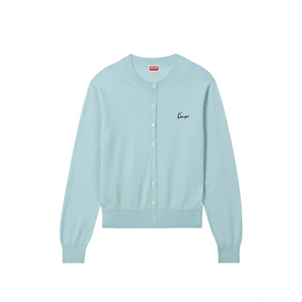 ケンゾー レディース カーディガン アウター Logo-embroidered button-up cardigan Blue｜asty
