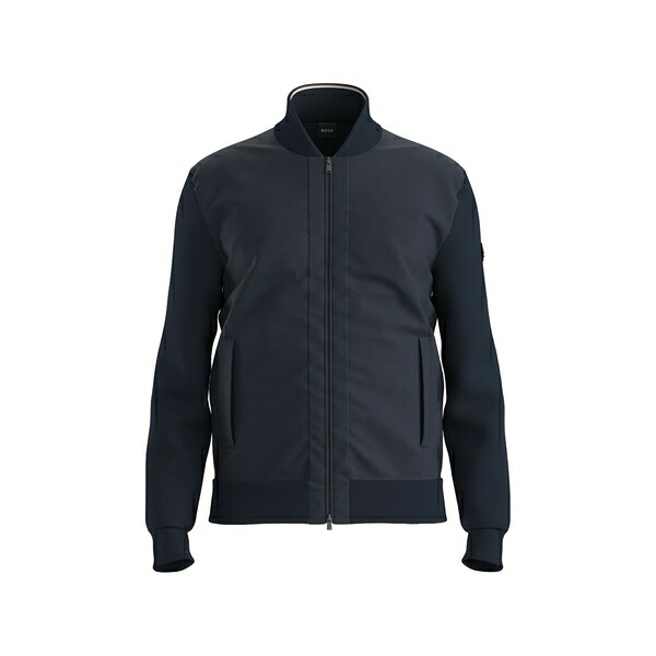 ボス メンズ ジャケット&ブルゾン アウター Zip-up bomber jacket Blue|asty