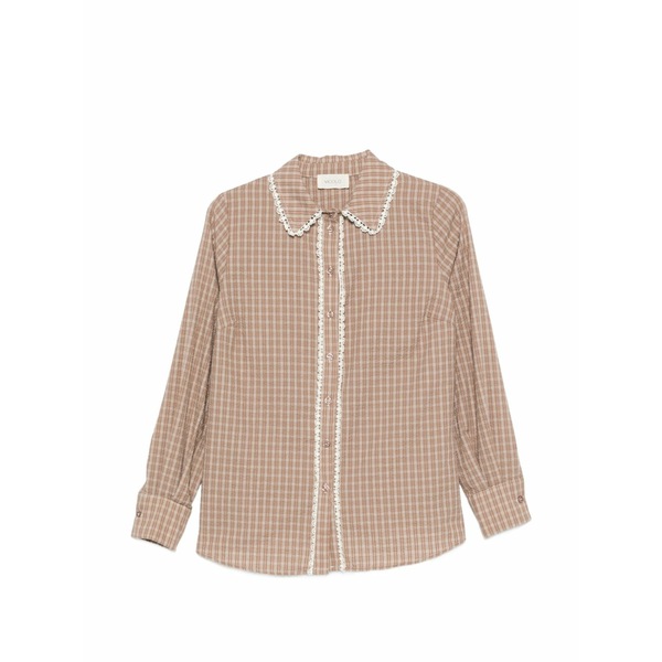 ヴィコロ レディース シャツ トップス Lace-trim checked shirt Neutrals｜asty
