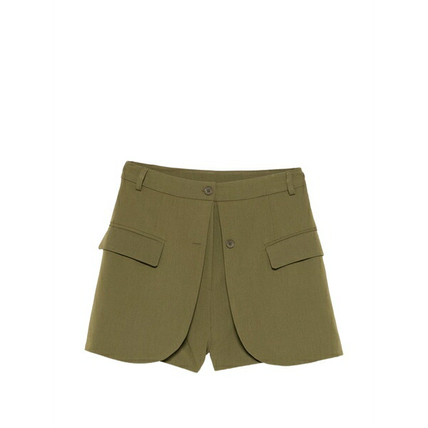 インペリアル レディース カジュアルパンツ ボトムス Layered panel shorts Green|asty