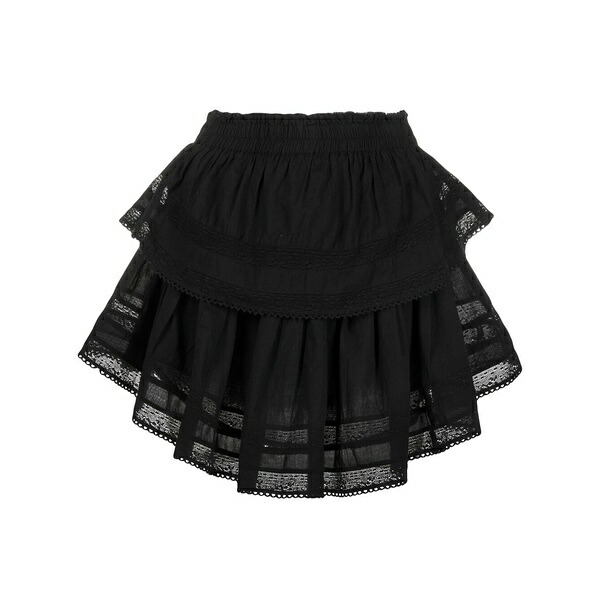 ラブスハックファンシー レディース スカート ボトムス Ruffled cotton mini skirt Black|asty