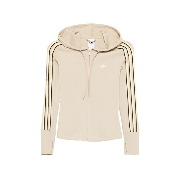 アディダス レディース パーカー・スウェットシャツ アウター Striped hooded hoodie Neutrals｜asty