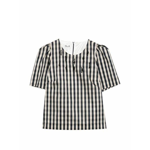 バウムウンドヘルガーデン レディース シャツ トップス Minu beaded gingham top Blue｜asty