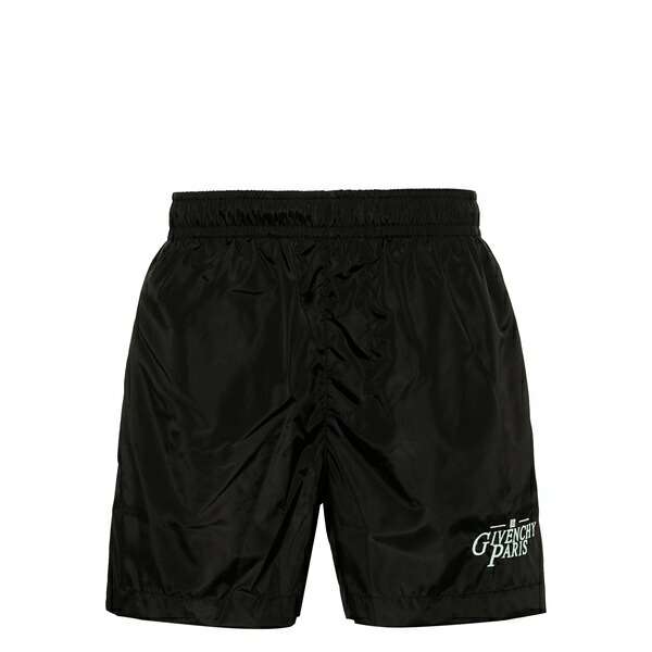 ジバンシー メンズ カジュアルパンツ ボトムス Logo-embroidered swim shorts Black｜asty