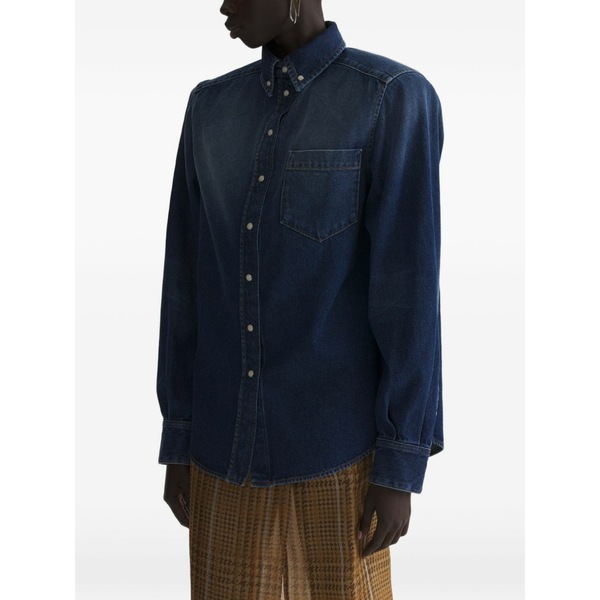 マグラー レディース シャツ トップス Shoulder padded denim shirt Blue｜asty