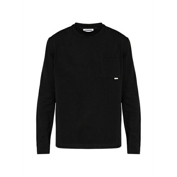 ジル・サンダー メンズ Tシャツ トップス Chest-pocket long-sleeve t-shirt Black｜asty