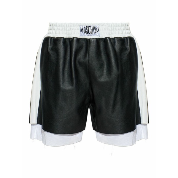 モスキーノ メンズ カジュアルパンツ ボトムス Leather shorts Black｜asty