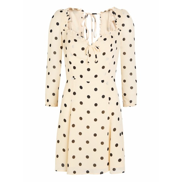 リフォメーション レディース ワンピース トップス Ruffled-trim polka-dot dress Neutrals｜asty