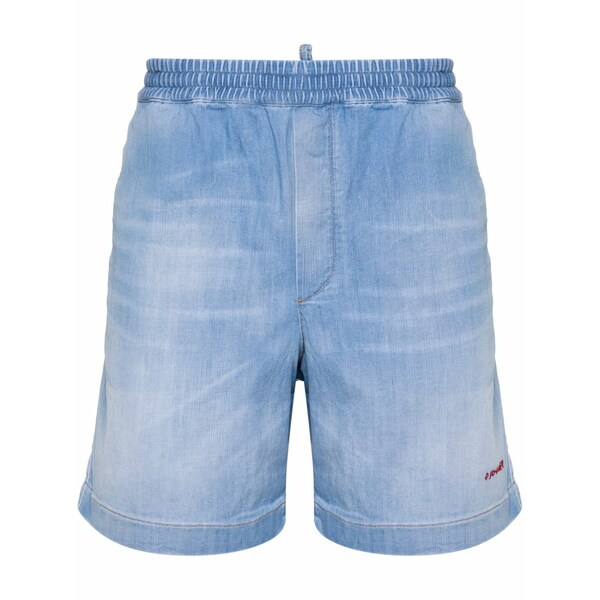 ディースクエアード メンズ カジュアルパンツ ボトムス Logo-embroidered bermuda shorts Blue|asty