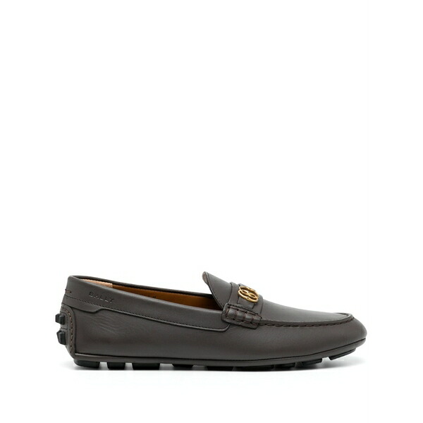 バリー メンズ スリッポン・ローファー シューズ Emblem-plaque leather driving shoes Brown|asty