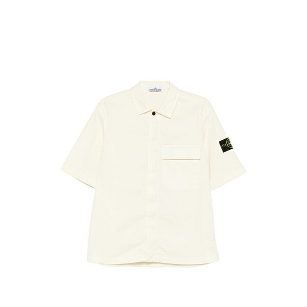 ストーンアイランド メンズ シャツ トップス Chest-pocket short-sleeve shirt Neutrals｜asty