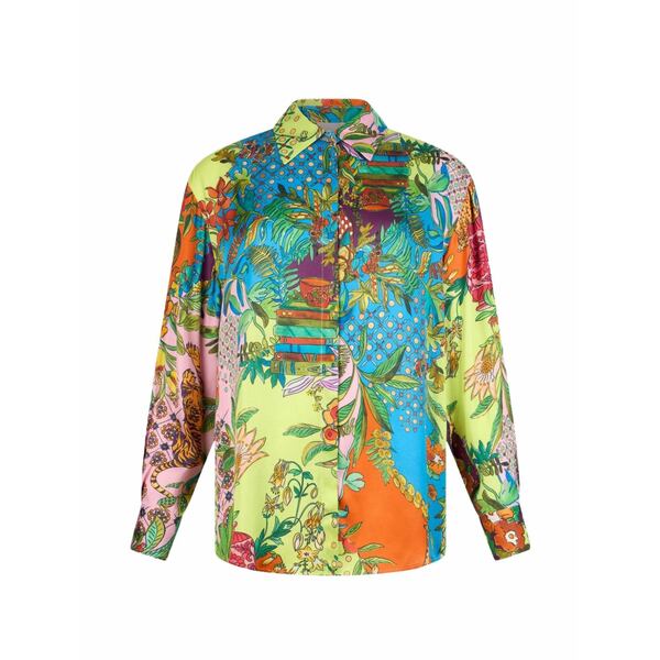 リュージョー レディース シャツ トップス Buttoned printed shirt Green|asty