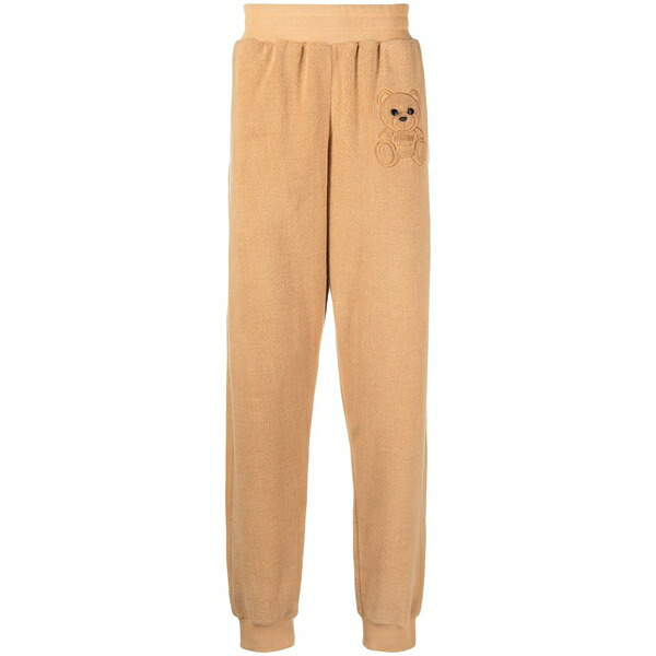 モスキーノ メンズ カジュアルパンツ ボトムス Embroidered-teddy fleece track pants Brown|asty