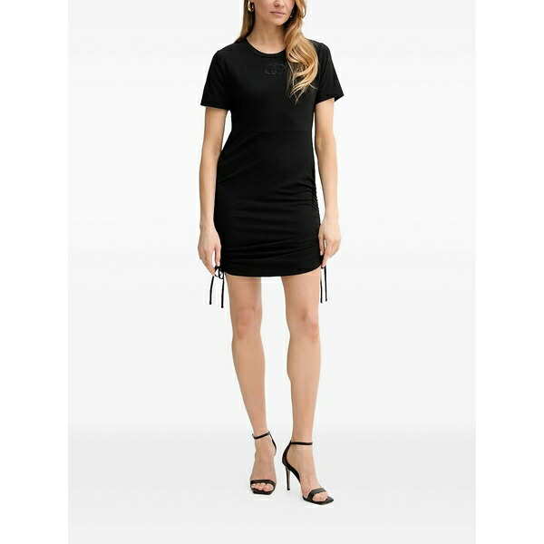 リュージョー レディース ワンピース トップス Embroidered-drawstring mini dress Black｜asty