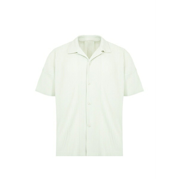 イッセイミヤケ メンズ シャツ トップス Pleated-design shirt Green｜asty