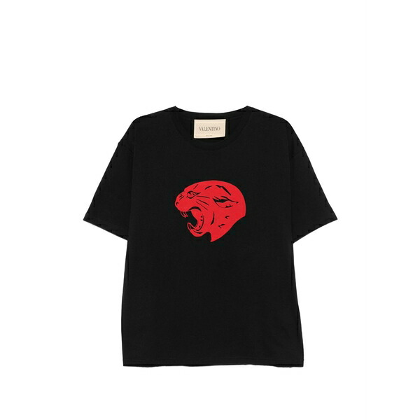 ヴァレンティノ ガラヴァーニ メンズ Tシャツ トップス Panther-print cotton t-shirt Black｜asty 97,790円
