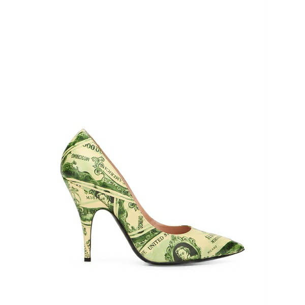 モスキーノ レディース パンプス シューズ Dollar-print pointed-toe pumps Green｜asty