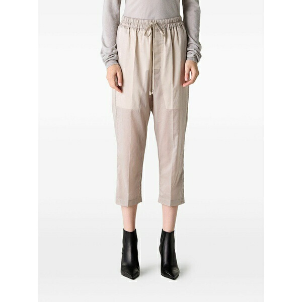 リックオウエンス レディース カジュアルパンツ ボトムス Astaires cropped drawstring trousers Neutrals|asty