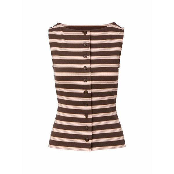 ヴェロニカ ベアード レディース カットソー トップス Uma striped ribbed top Brown|asty