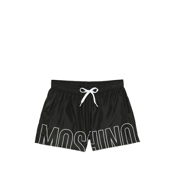 モスキーノ メンズ カジュアルパンツ ボトムス Logo-print drawstring swim shorts Black|asty