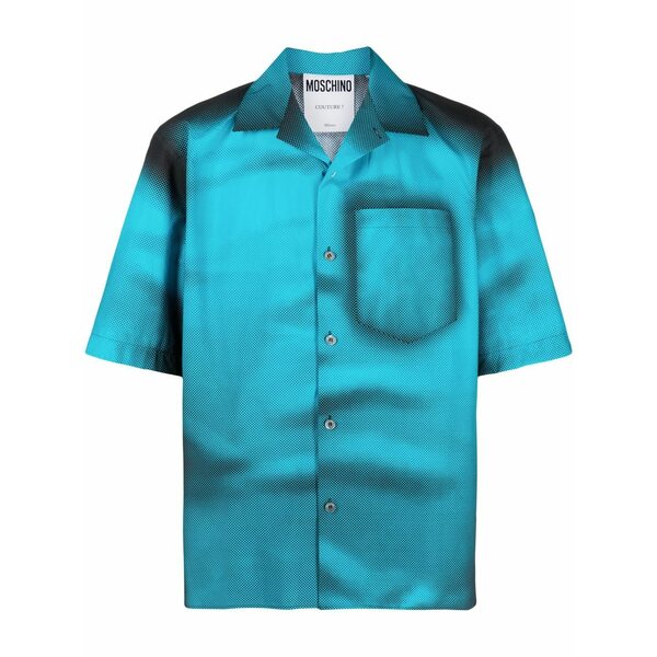 モスキーノ メンズ シャツ トップス Short-sleeve cotton shirt Blue｜asty