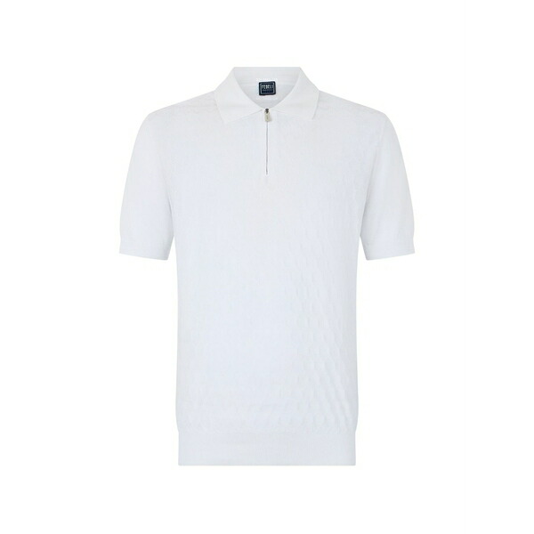 フェデーリ メンズ ポロシャツ トップス Zip-fastening knit polo shirt White｜asty 72,490円