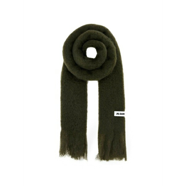 ジル・サンダー メンズ マフラー・ストール・スカーフ アクセサリー Logo-patch fringed scarf Green｜asty