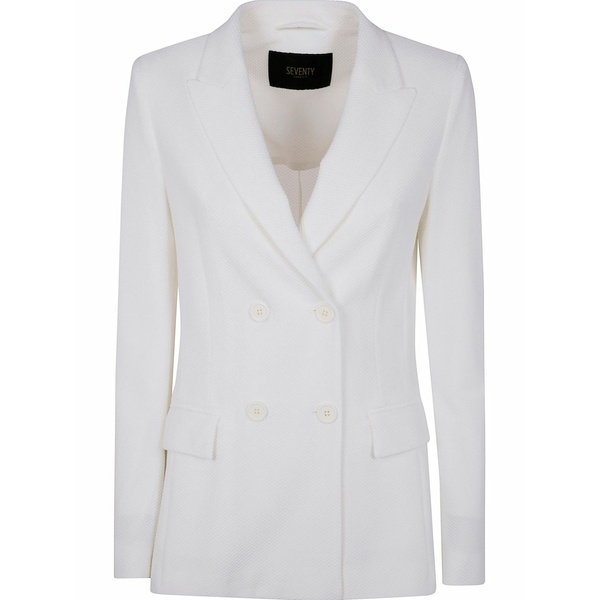 セブンティ レディース ジャケット＆ブルゾン アウター Double-breasted blazer White｜asty