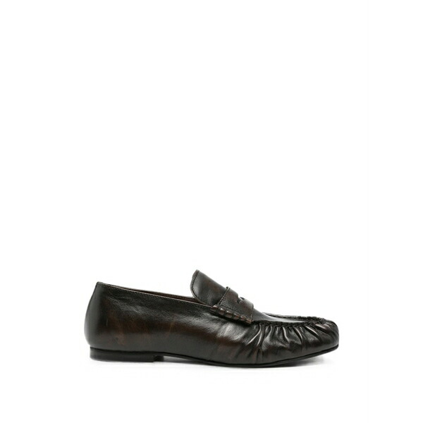 アロハス レディース スリッポン・ローファー シューズ Aven ruched-detailing leather loafers Brown|asty