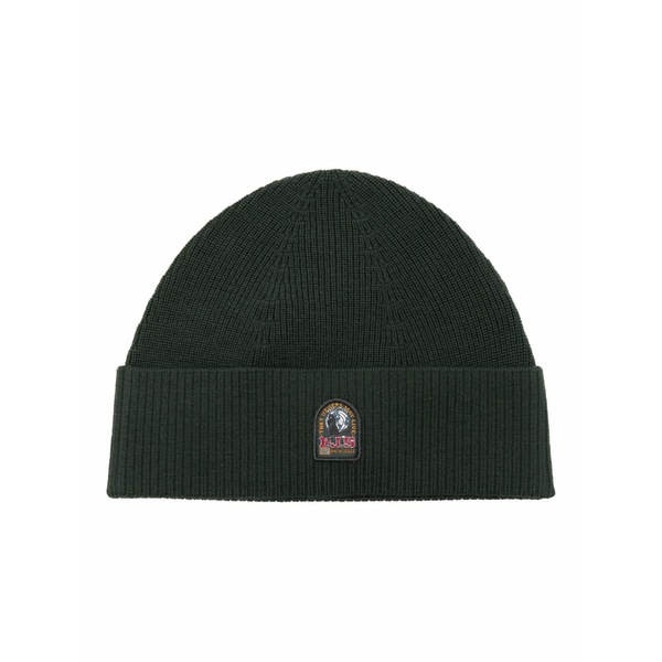 パラジャンパーズ メンズ 帽子 アクセサリー Logo-patch ribbed-knit beanie Green｜asty 21,815円