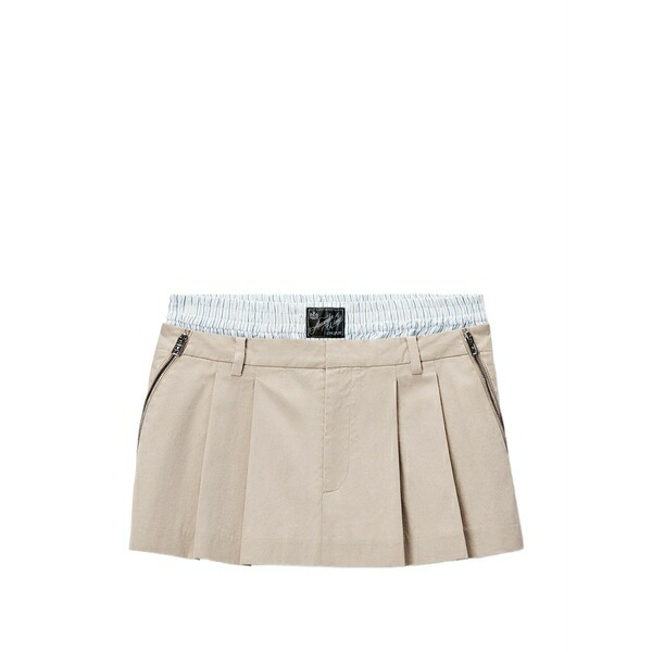 アレキサンダーワン レディース スカート ボトムス Pleated zip-detail skort Neutrals｜asty
