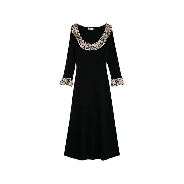 リキソー レディース ワンピース トップス Mika ruffled midi dress Black｜asty