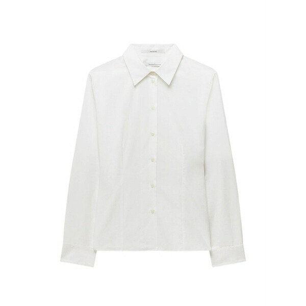 アナザー トゥモロー レディース シャツ トップス Dart-detail fitted blouse White|asty