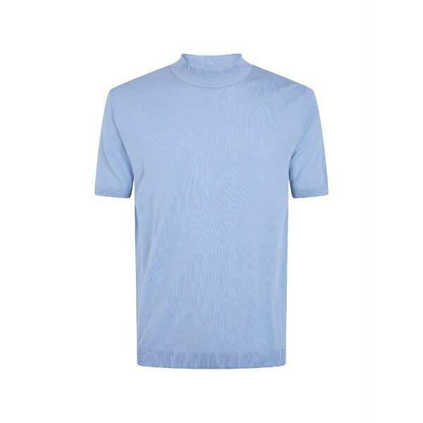 ロベルトコリーナ メンズ Tシャツ トップス Fine-knit mock-neck t-shirt Blue|asty