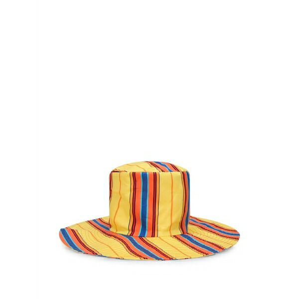 モスキーノ レディース 帽子 アクセサリー Stripe-print wide-brim hat Yellow｜asty 34,970円
