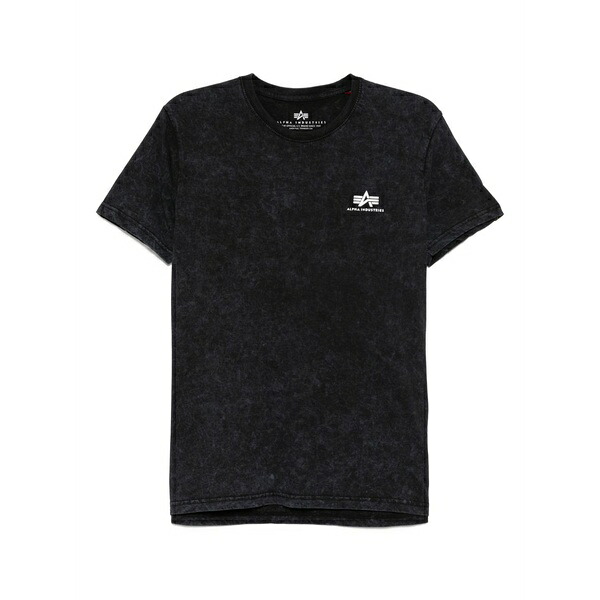アルファインダストリーズ メンズ Tシャツ トップス Logo-print t-shirt Black｜asty