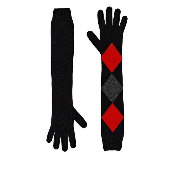 プロエンザショラー レディース 手袋 アクセサリー Diamond-pattern cashmere gloves Black｜asty