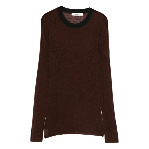 シックススリーナインセブン レディース ニット&セーター アウター Stripe-detail jumper Brown｜asty